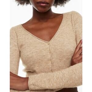 Aritzia Wilfred Santorini V-Neck Knit Cardigan Sweater Heather Tannin Size XS